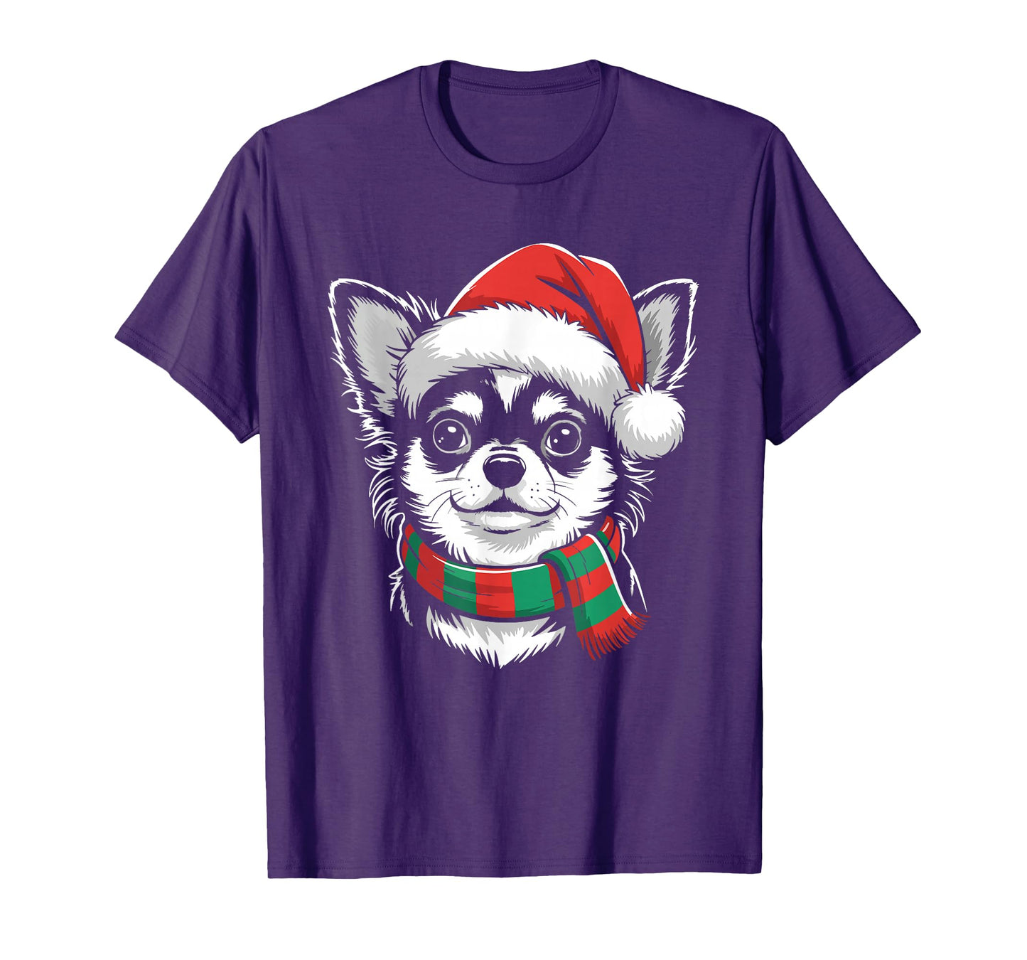 Chihuahua Dog Xmas Santa Hat Scarf Christmas Costume T-Shirt