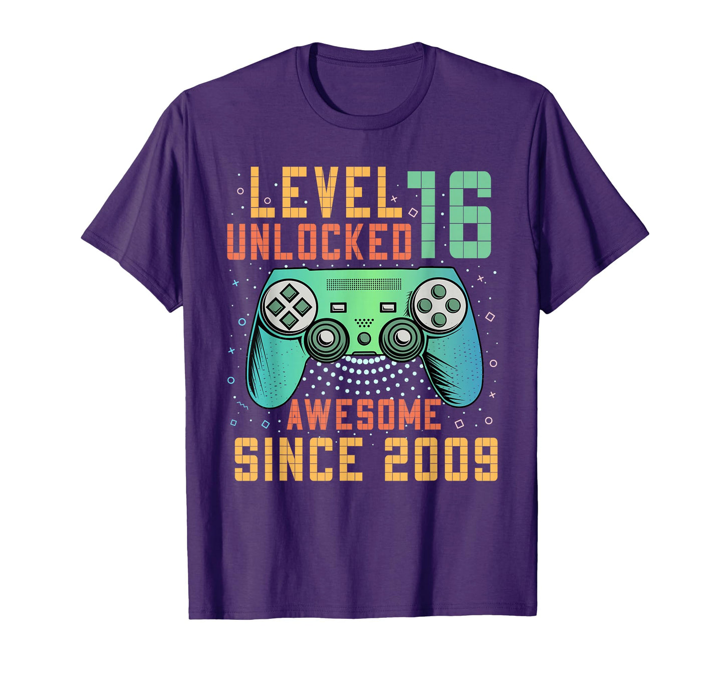 Awesome Since 2009 16 Birthday Boy Gamer Gifts Level 16 Unlocked 16th Birthday T-Shirt Black Unisex Kids Boys Gaming Retro Controller Design Classic Fit Short Sleeve T-Shirt
