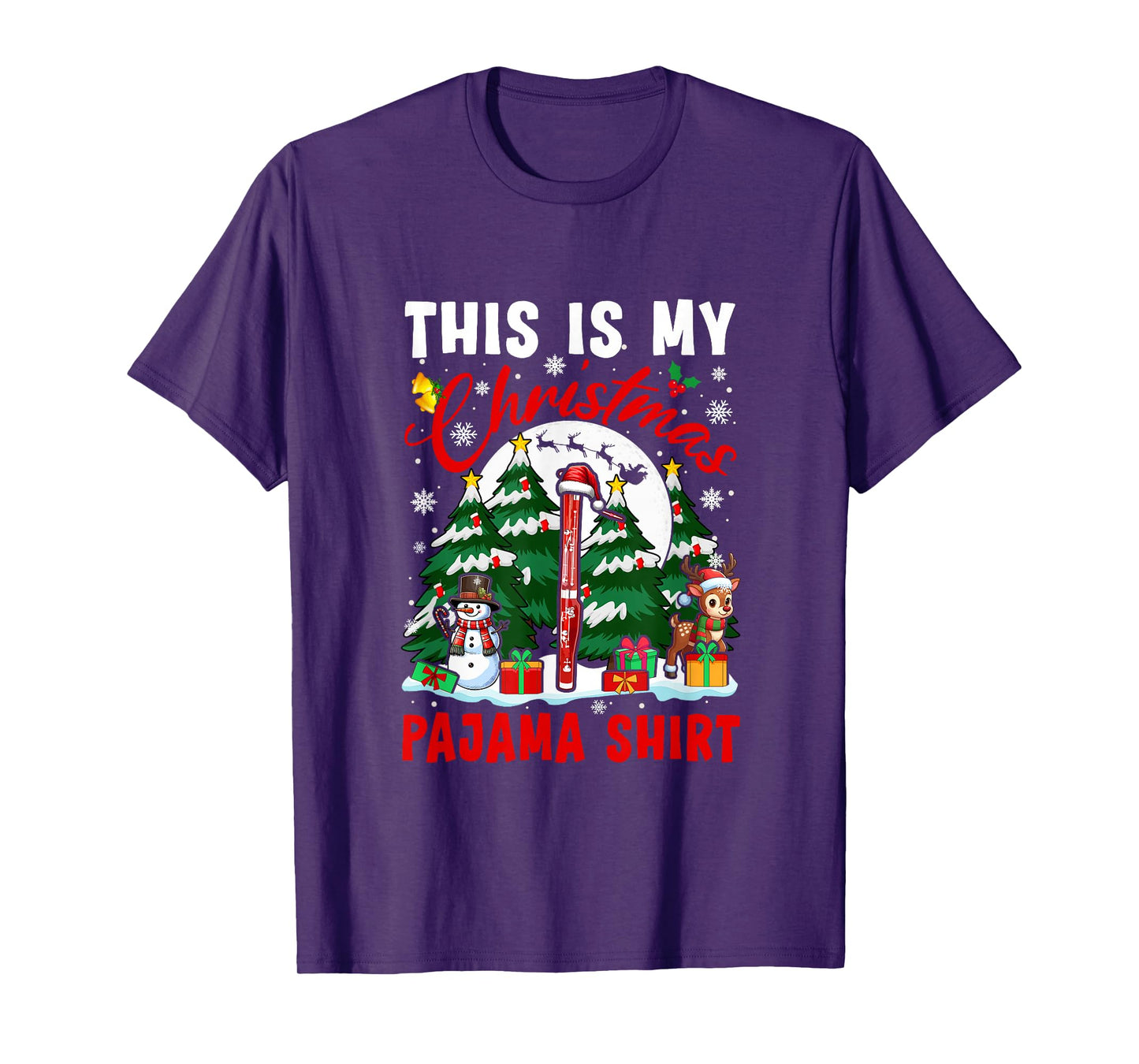 My Christmas Pajama Shirt Santa Bassoon Snowman Instrument T-Shirt