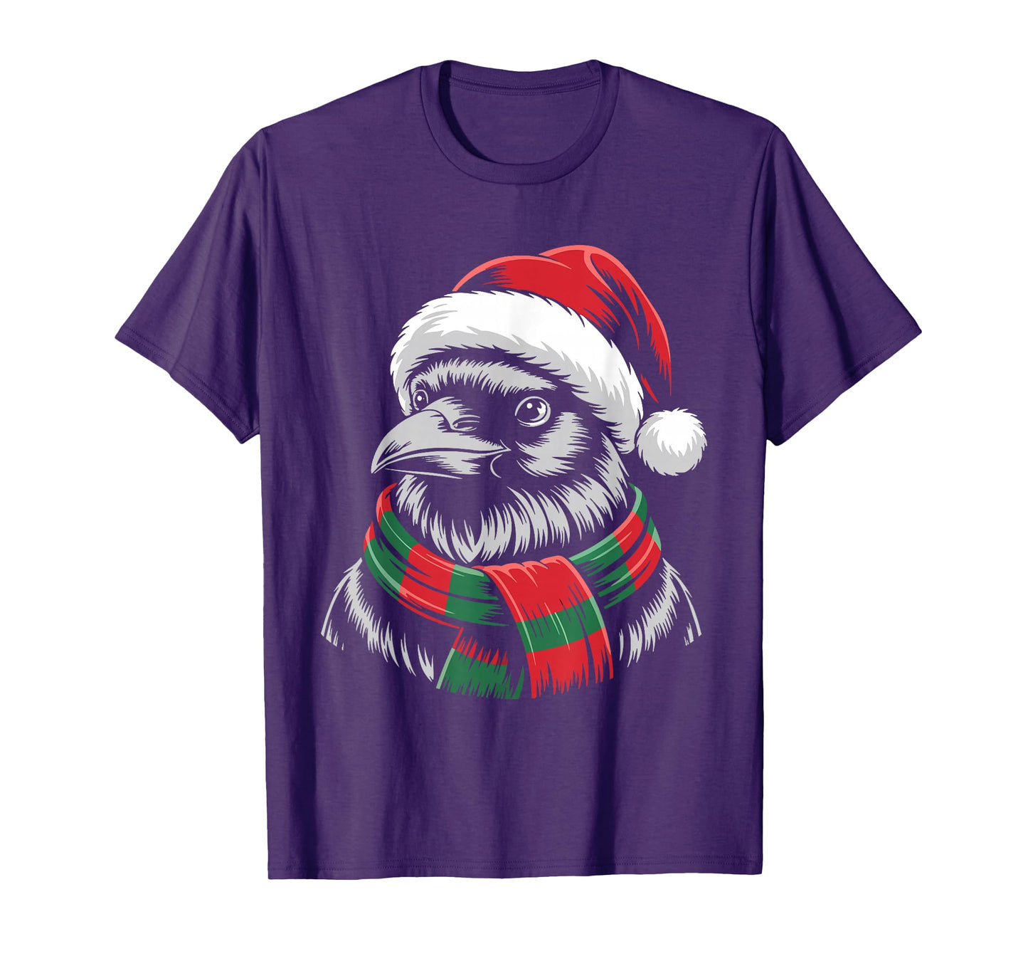 Raven Xmas Santa Hat Scarf Christmas Costume T-Shirt