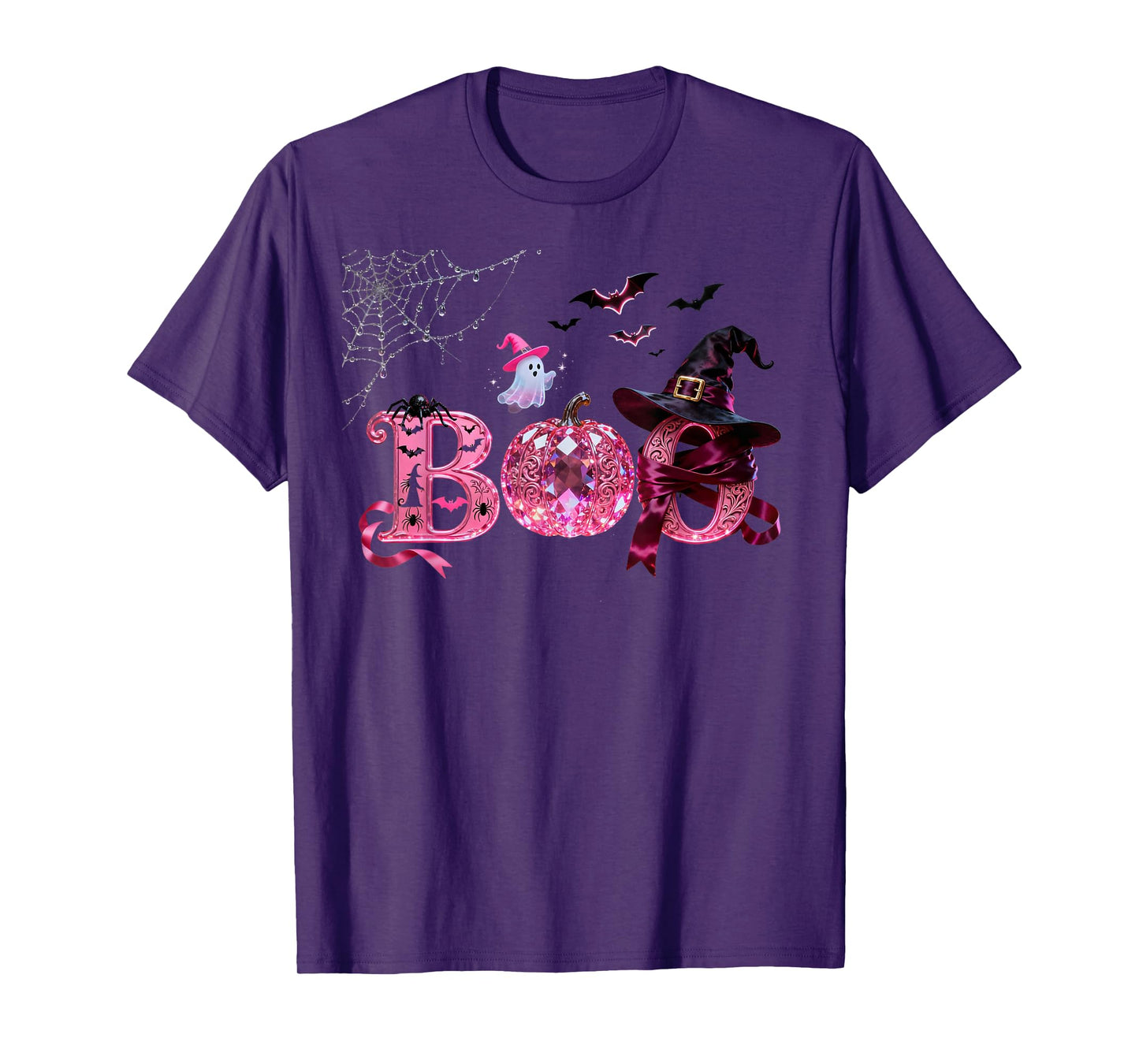 Boo Halloween Witch Breast Cancer Warriors T-Shirt