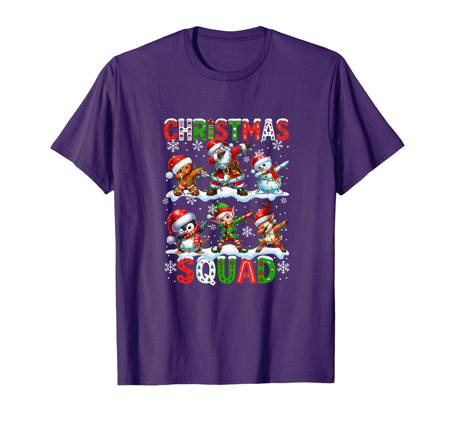 Christmas Squad Dabbing Gingerbread Reindeer Santa Snowman T-Shirt