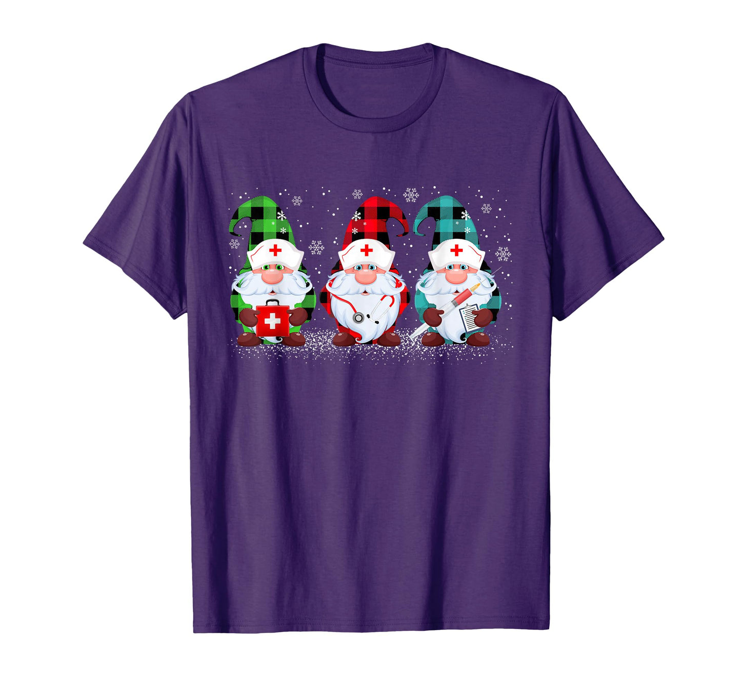 Nurse Christmas Gnomes Funny Nurse Scrub Top Xmas Pajamas T-Shirt