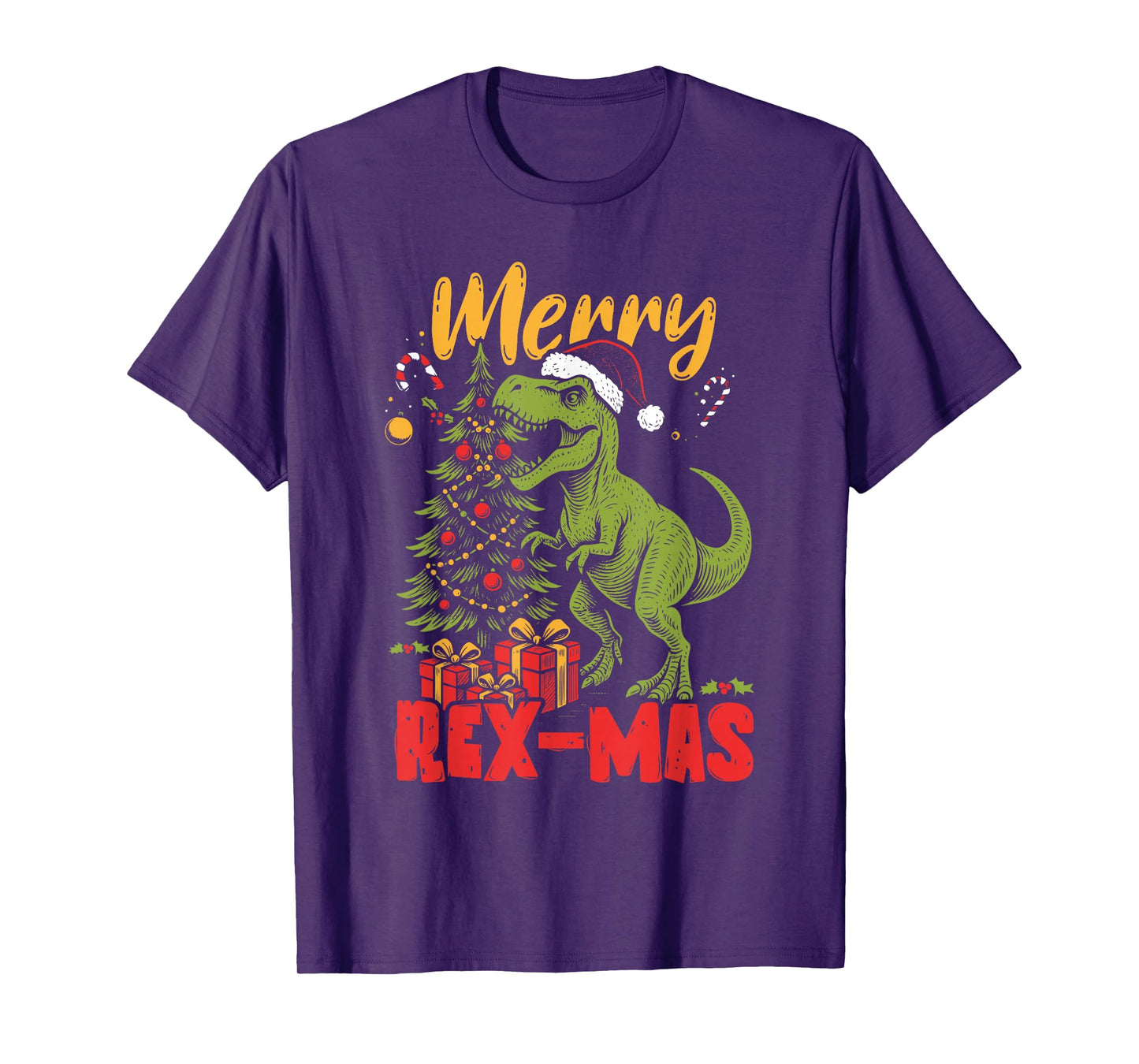 Merry Rex-Mas Santa Dinosaur Retro Christmas Dino T-Shirt