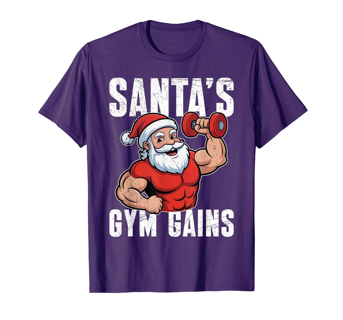 Santa Claus Santa's Gym Gains Funny Weight Training T-Shirt
