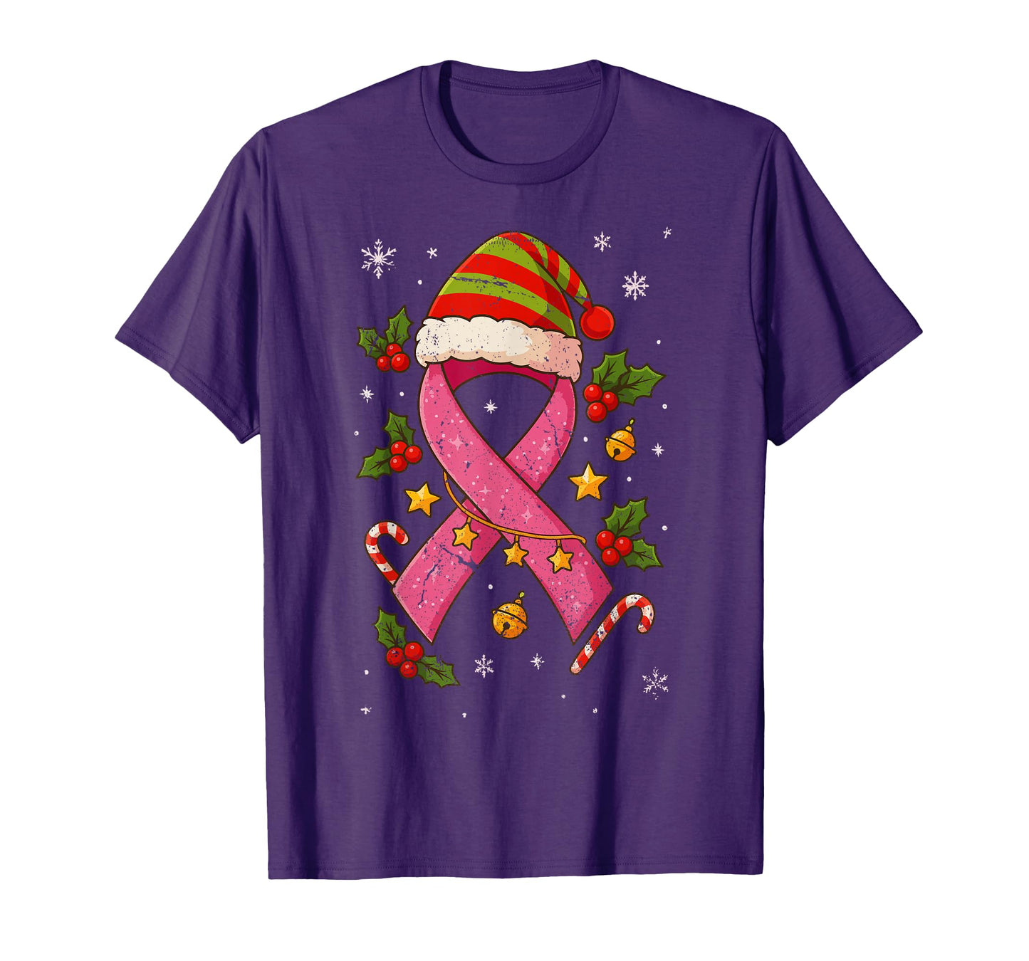 Retro Festive Breast Cancer Awareness Pink Ribbon Christ T-Shirt