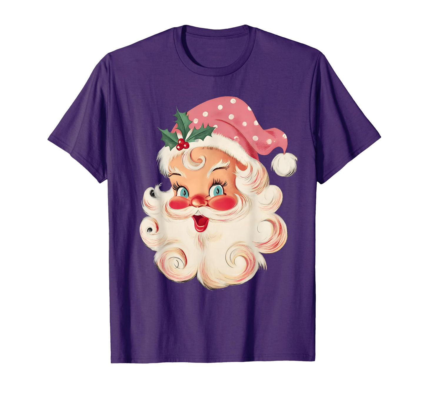 Vintage Retro Pink Santa Claus Christmas Xmas Men Women Kid T-Shirt