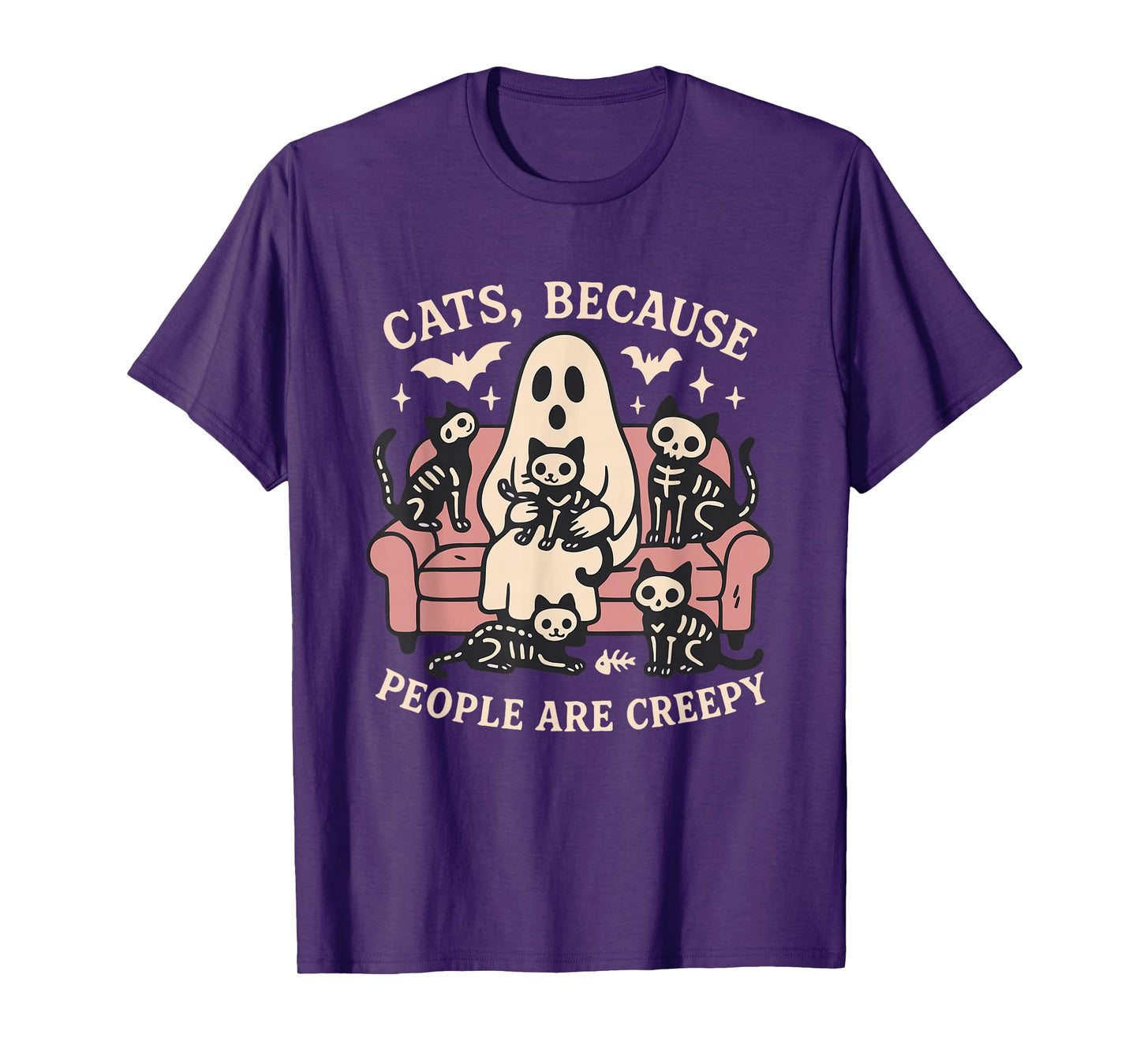 Cats Because People are Creepy Halloween Black Cat Mom Women T-Shirt