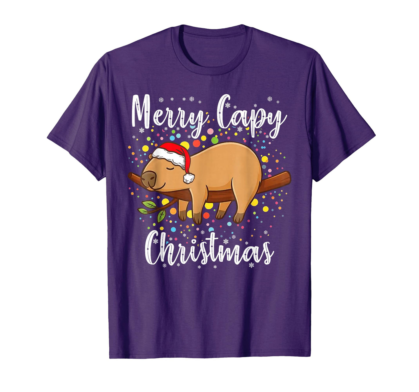 Merry Capy Christmas Tee Xmas Santa Hat Pajama Cute Capybara T-Shirt