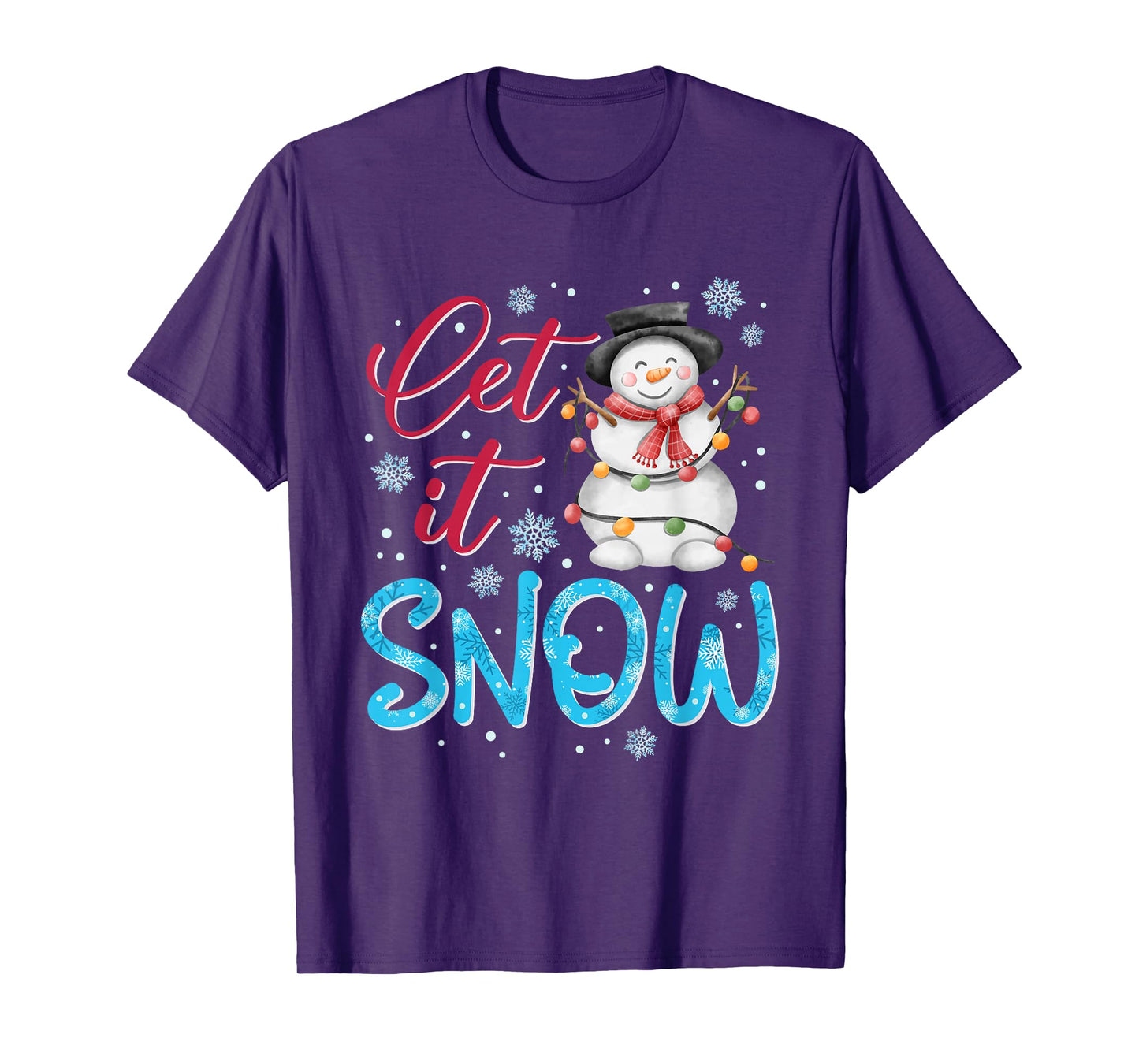 Let Snow Christmas Snowman Snowflakes Xmas Matching Family T-Shirt