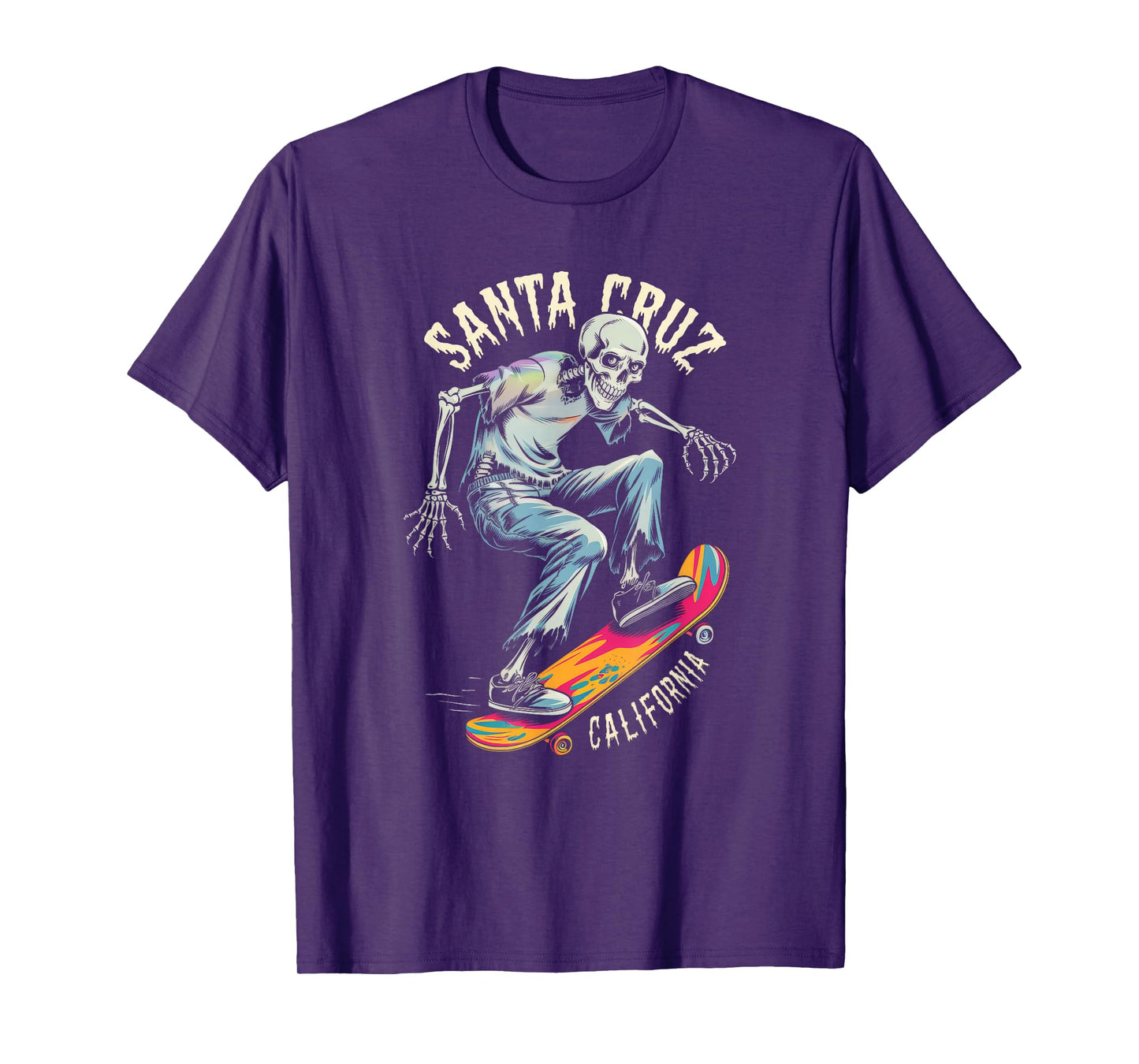 Vintage Santa Cruz California Skeleton Skateboarder Skater T-Shirt