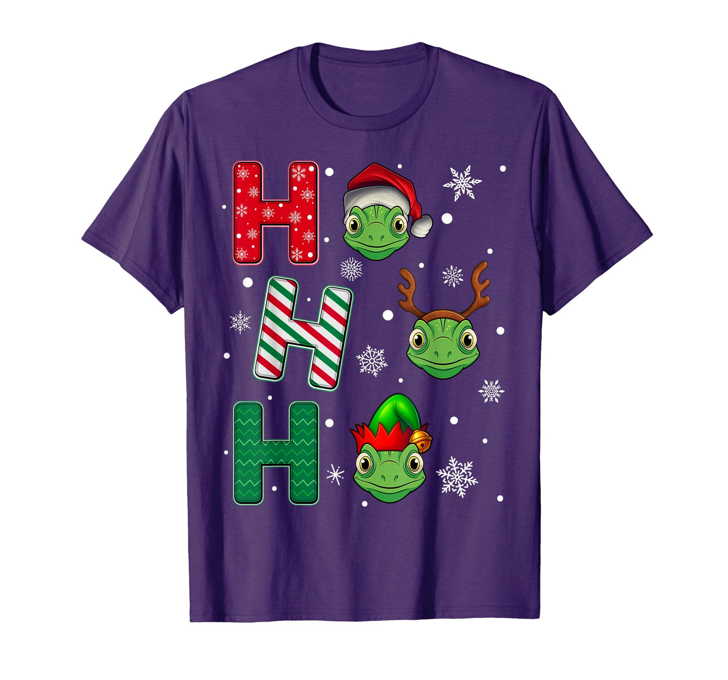 Ho Ho Ho Iguana Animal Matching Santa Elf Xmas T-Shirt