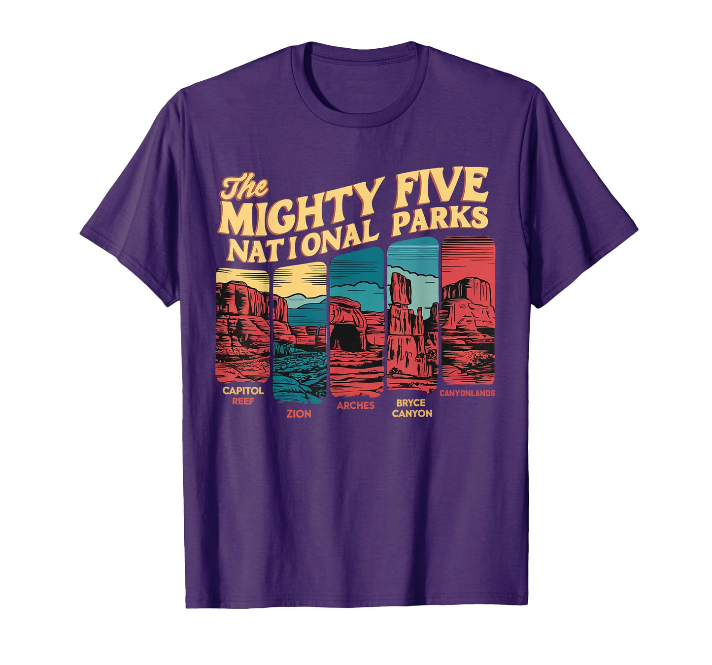 Mighty Five Big 5 National Parks Hiking Camping Vintage Utah T-Shirt