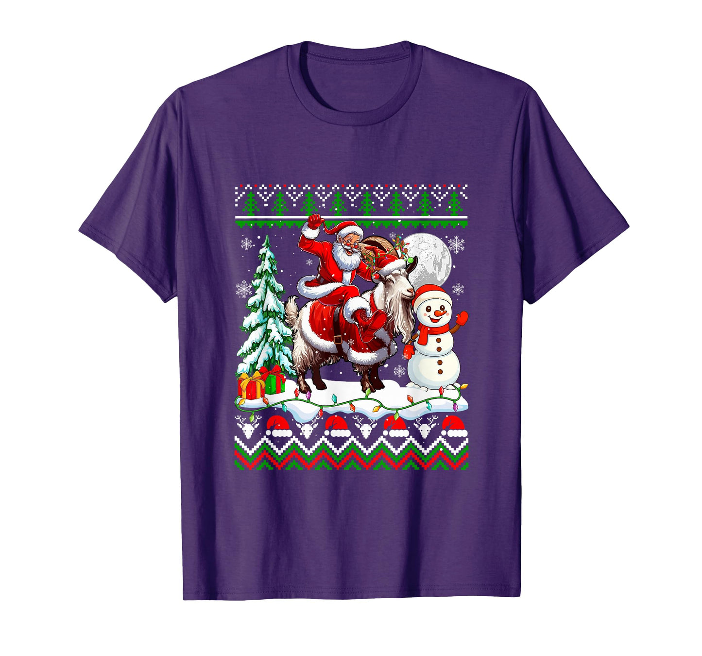 Santa Riding Goat Reindeer Christmas Sweater Farmer Snowman T-Shirt