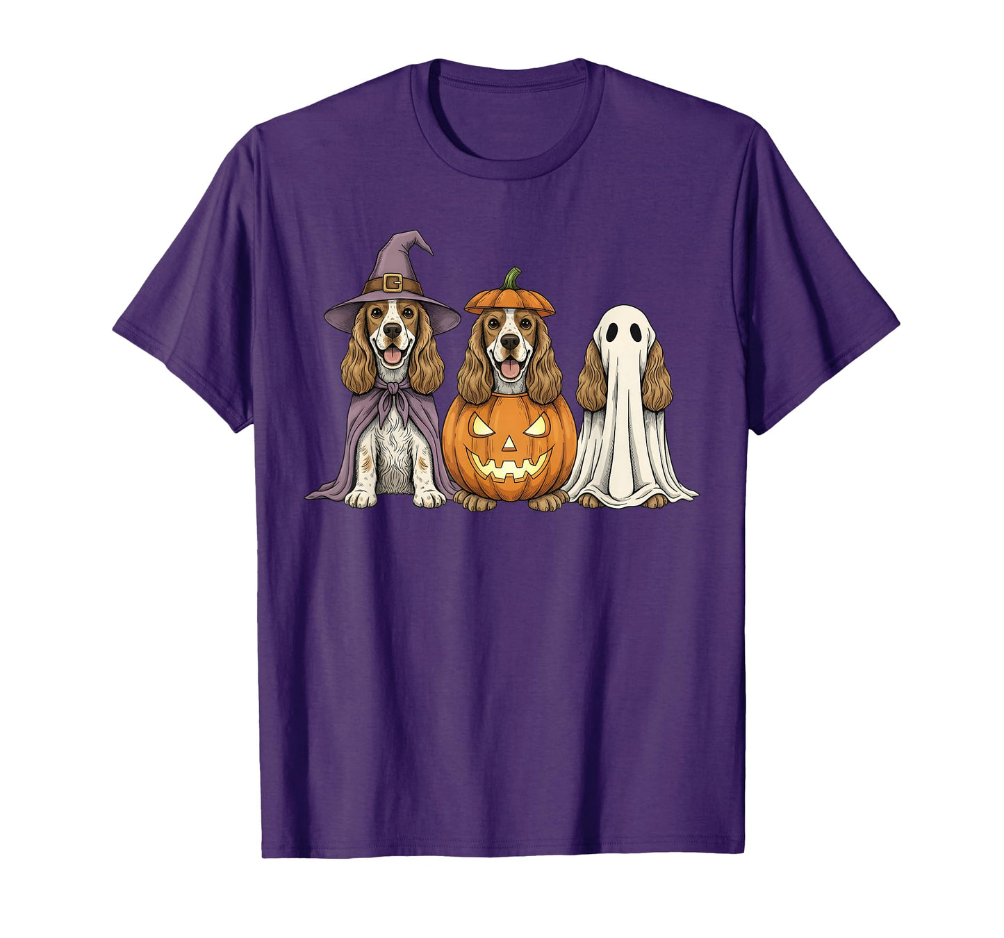 Spooky Ghost American Cocker Spaniel Pumpkin Halloween T-Shirt