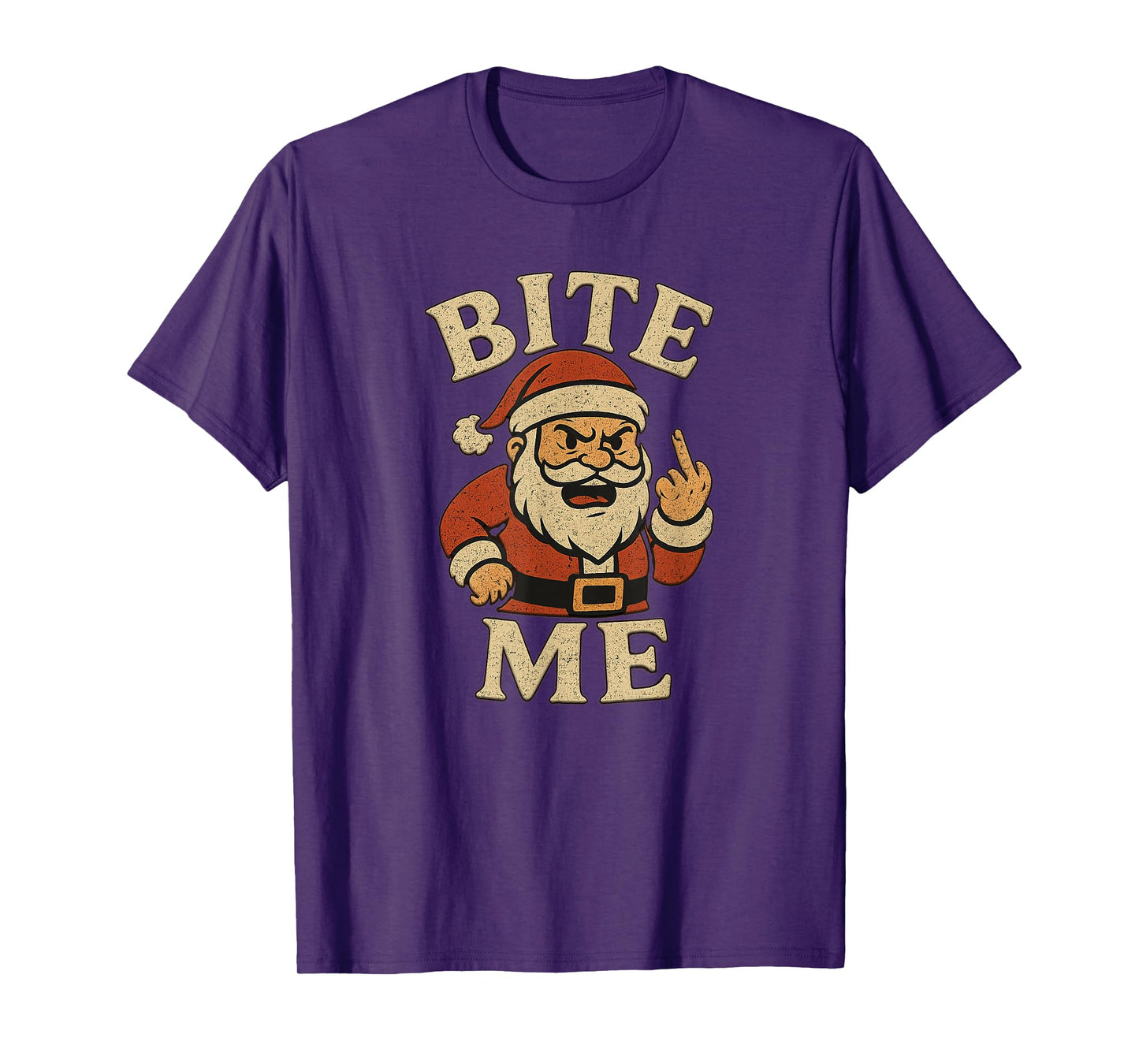 Bite Me Angry Santa Vintage Design T-Shirt