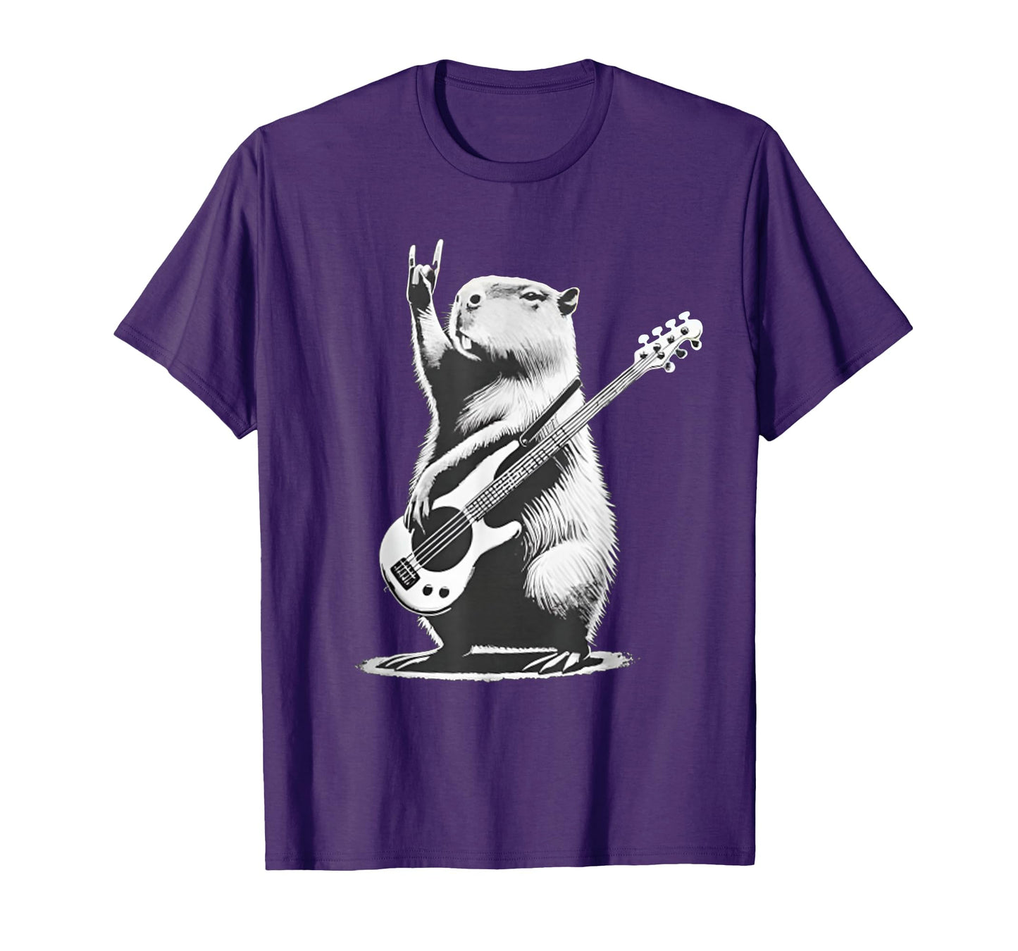 Vintage Capybara Playing Guitar Retro Capybara Rock Music T-Shirt