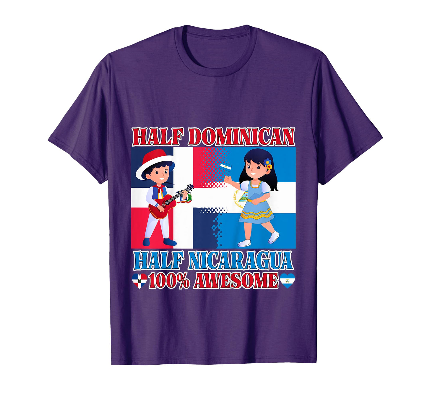 Half Nicaraguan Half Dominican Republic Flag Toddler Girls T-Shirt