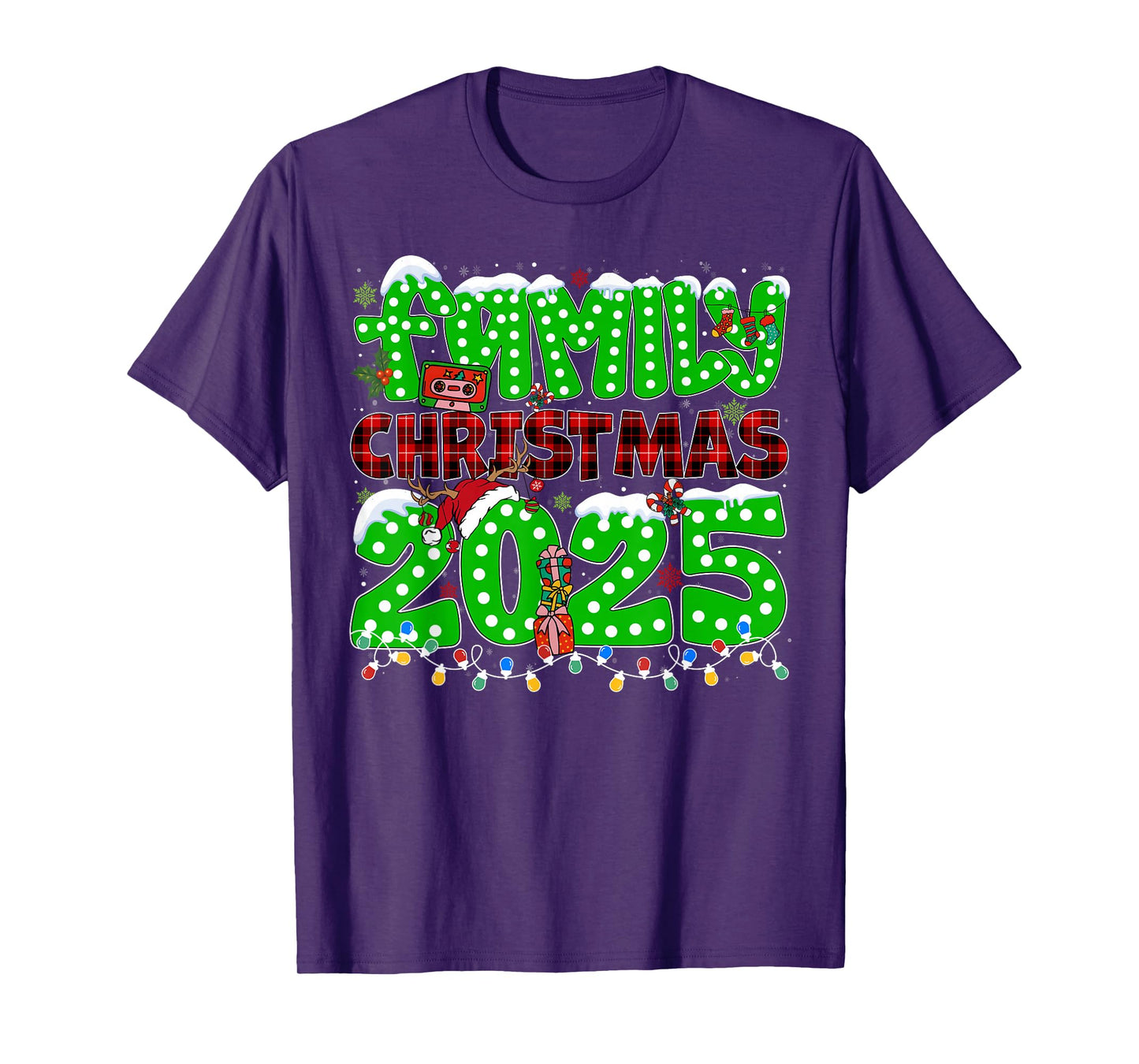 Family Holiday Christmas 2025 Xmas Lights Santa Pajamas T-Shirt