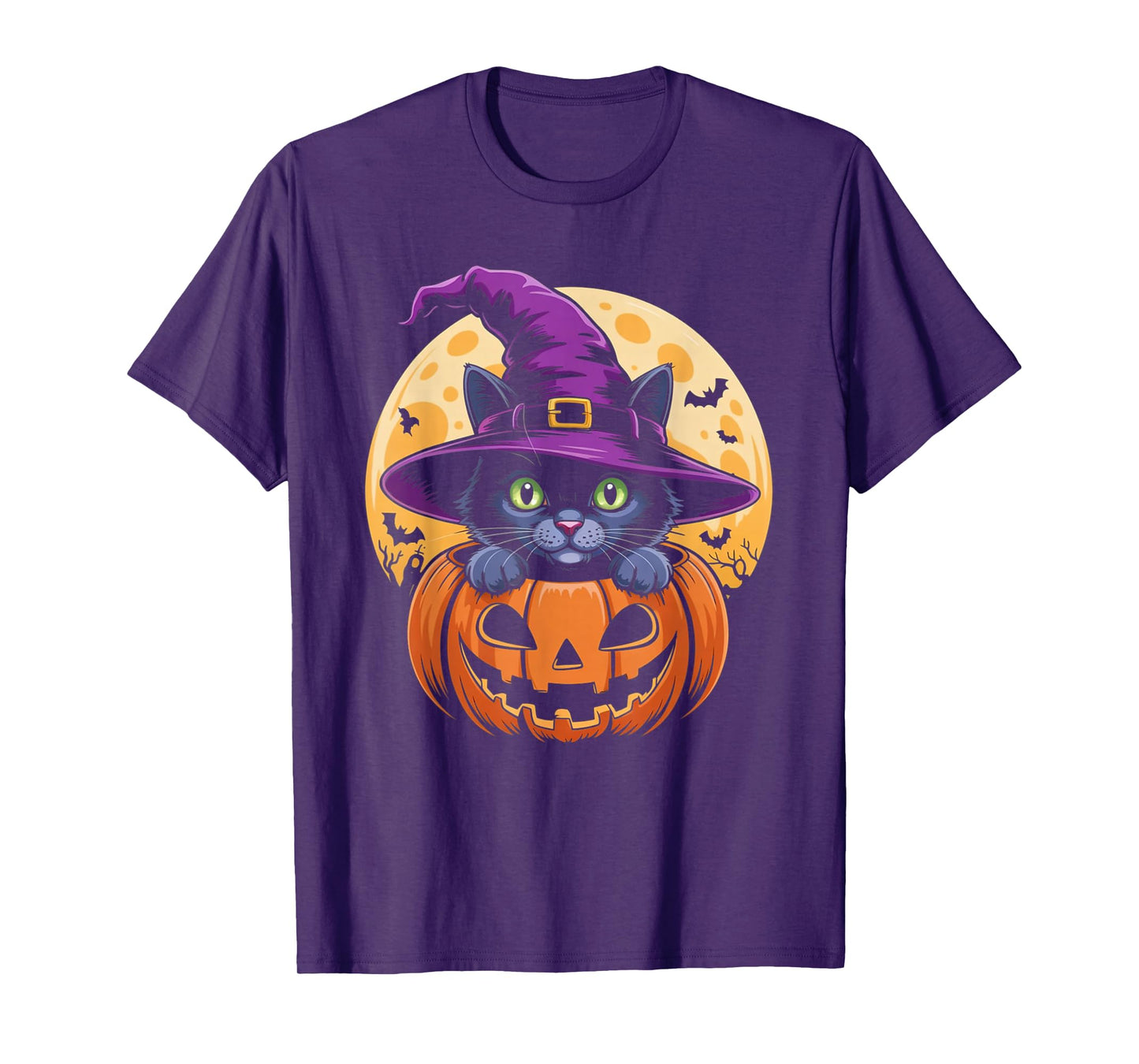 Cat Halloween Pumpkin Black Cat Scarry Spooky Gifts Kids T-Shirt