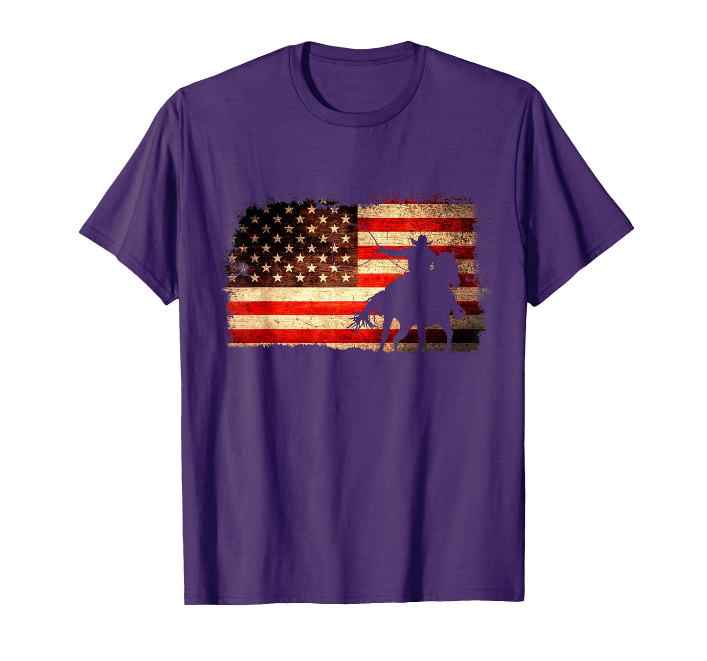 Rodeo Cowboy Western Country Horse USA flag 4th of July T-Shirt