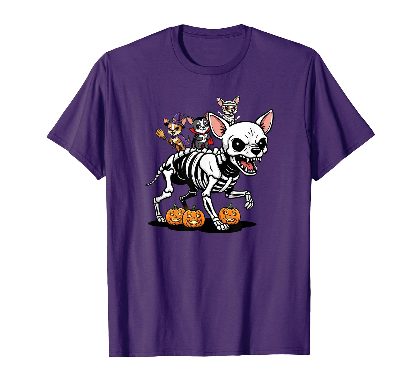 Chihuahua Skeleton Mummy Witch Halloween Kids Mens Womens T-Shirt