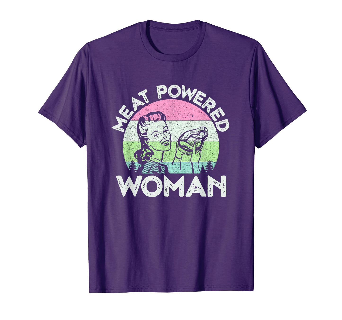 Vintage Meat Powered Woman Carnivore Meat Eater T-Shirt