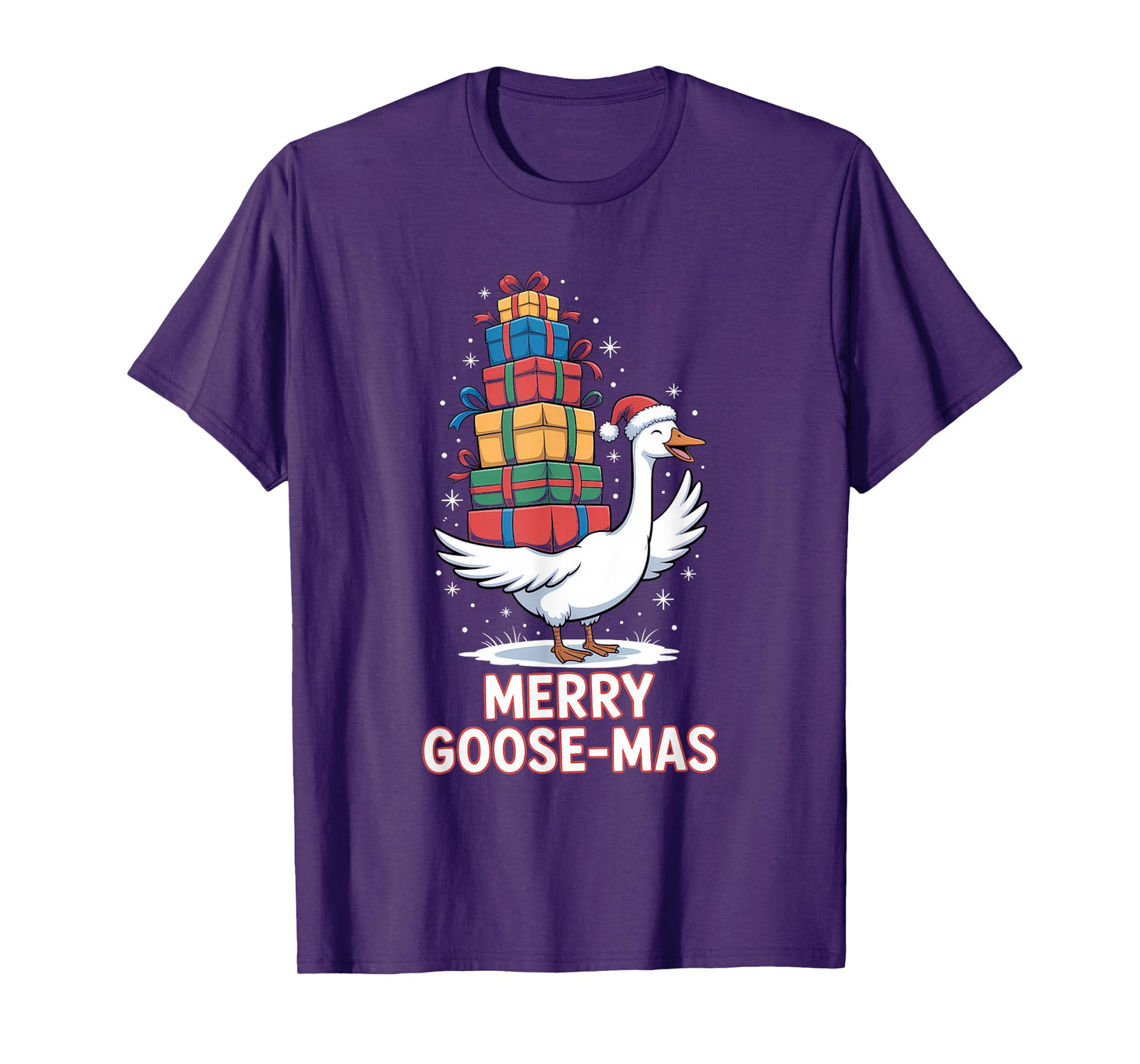 Merry Goose-mas with Xmas Presents Funny Christmas Goose T-Shirt