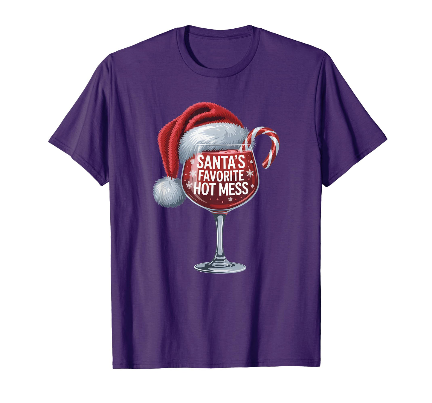 Santa’s Favorite Hot Mess Funny Holiday Drinking Theme T-Shirt
