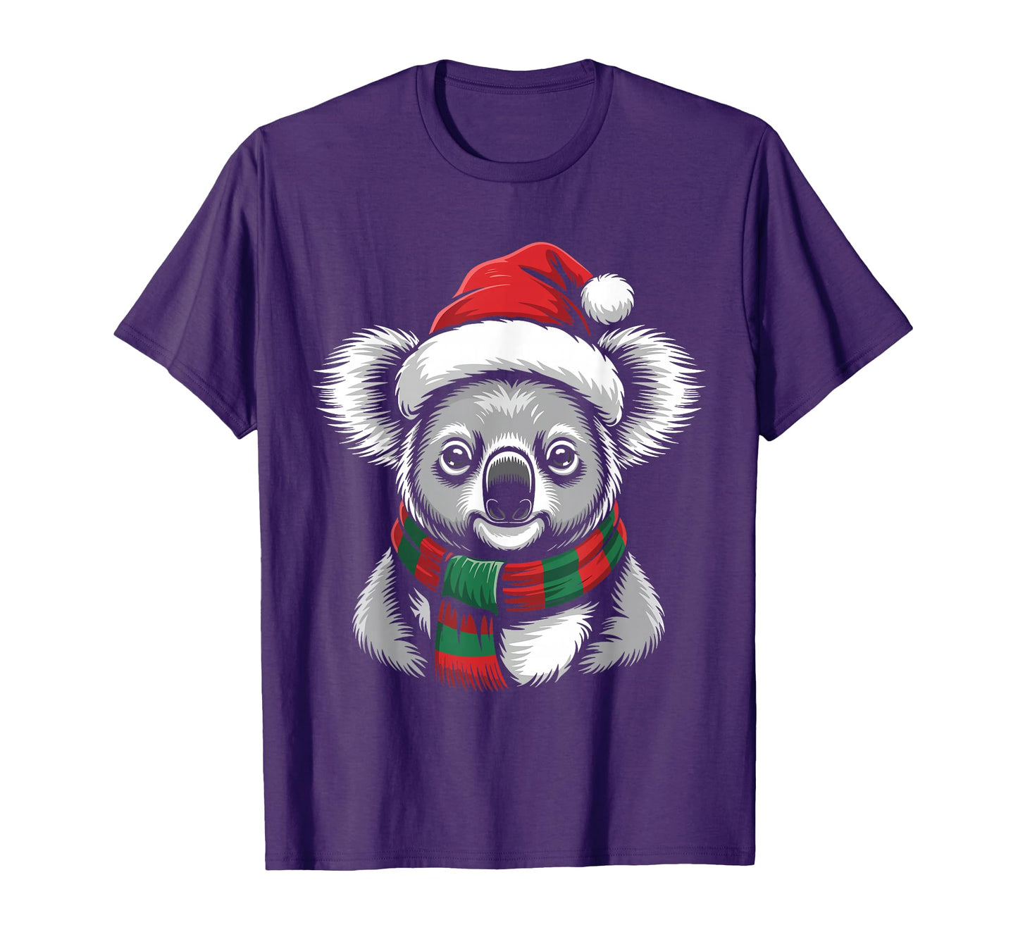 Koala Xmas Santa Hat Scarf Christmas Costume T-Shirt