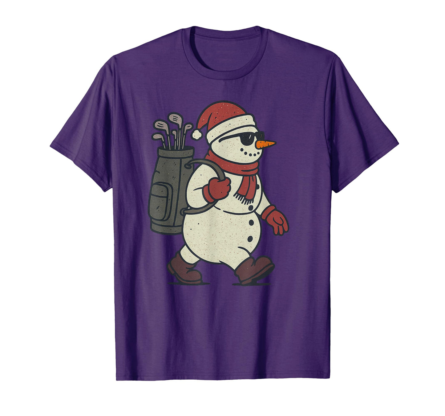 Snowman Playing Golf Christmas Vintage Funny Xmas T-Shirt