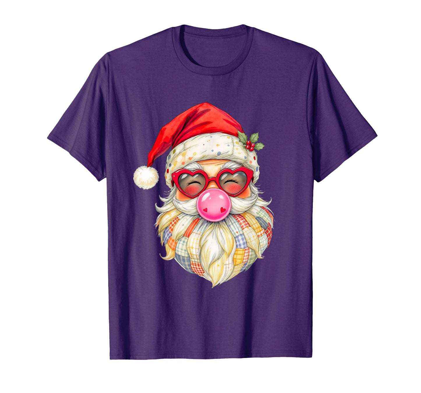 Patchwork Santa Claus Face Vintage Christmas Men Women Kids T-Shirt
