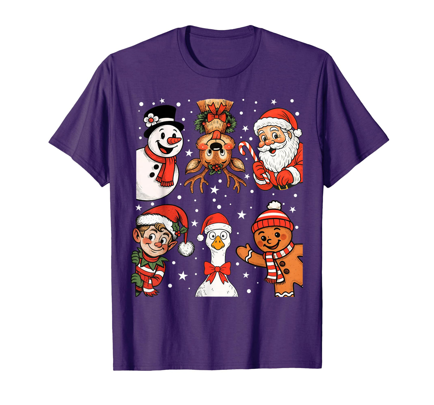 Funny Santa Claus Elf Snowman Ginger Bread Goose Christmas T-Shirt