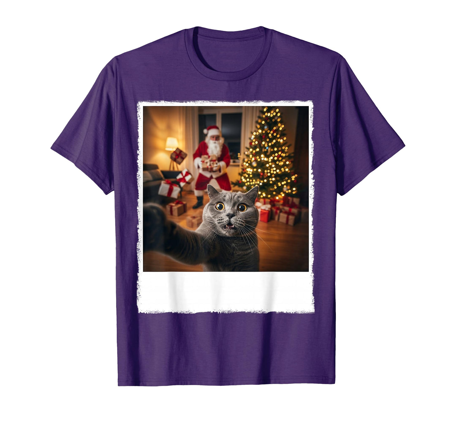 Holiday Funny Cat Selfie Santa Clause Gifts Christmas Night T-Shirt
