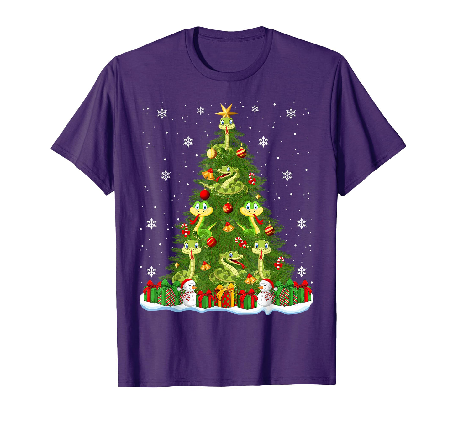 Cute Snake Christmas Tree Holiday Decor Funny Xmas Lights T-Shirt