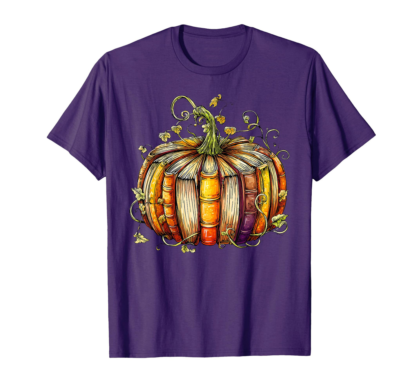 Books Pumpkins Vintage Library Thanksgiving Fall Teacher Kid T-Shirt