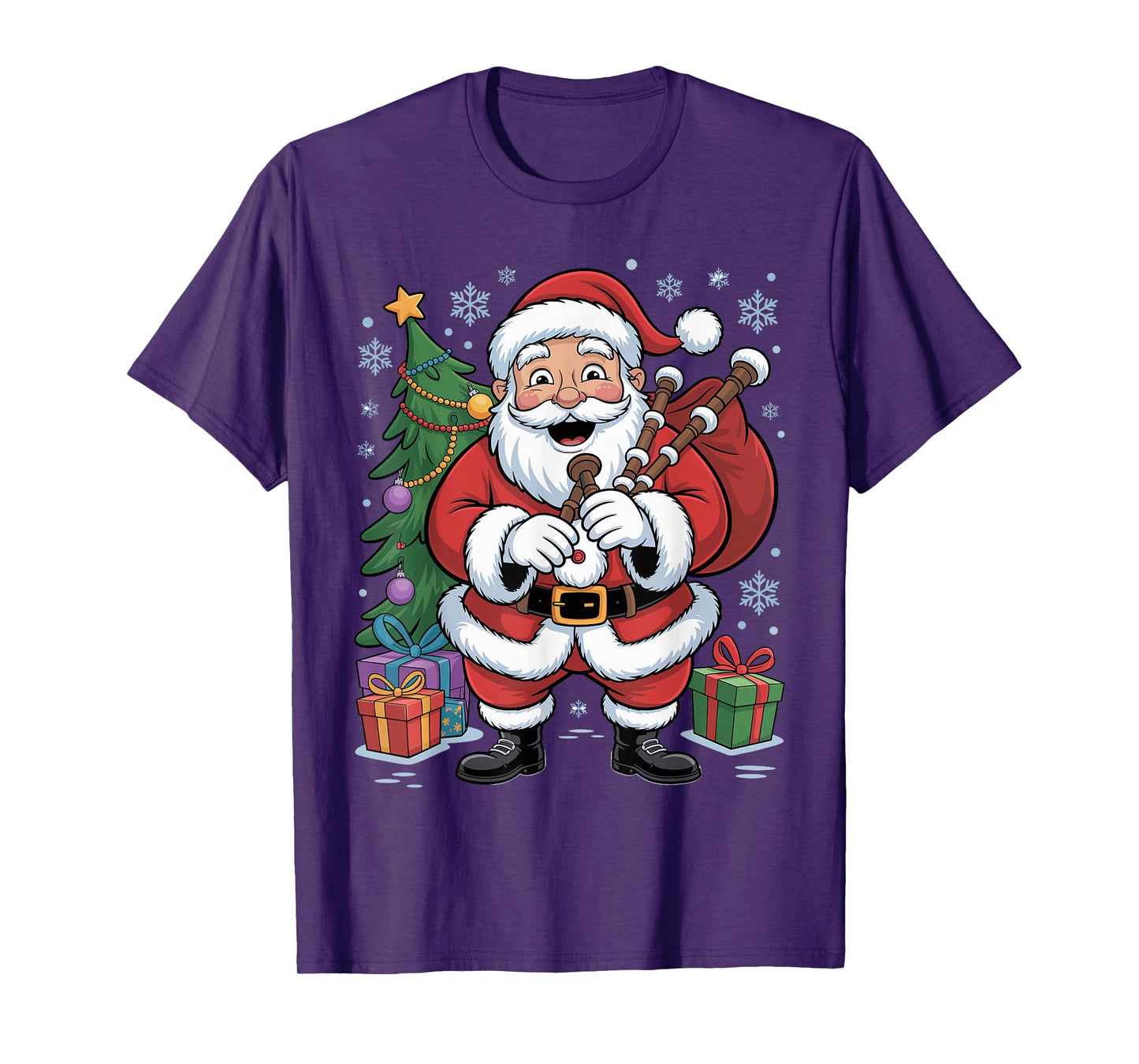 Funny Santa Christmas Design Bagpipes Holiday Xmas Pajama T-Shirt