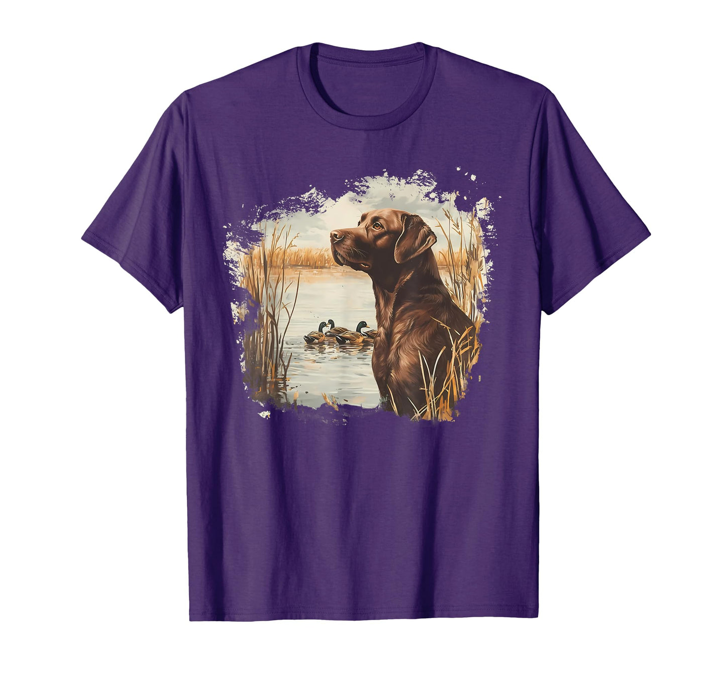 Retro Chocolate Lab Mallard Duck For Duck Hunting Men Dad T-Shirt