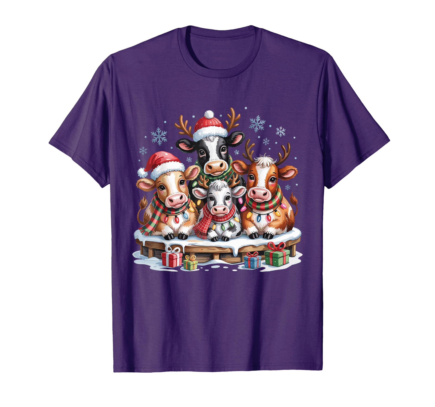 Cow Christmas Cute Farm Animal Lovers Funny Holiday Pajamas T-Shirt