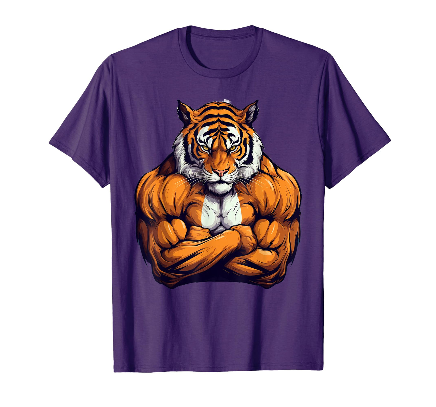 Muscular Tiger Powerlifting Weightlifting Gym Workout T-Shirt