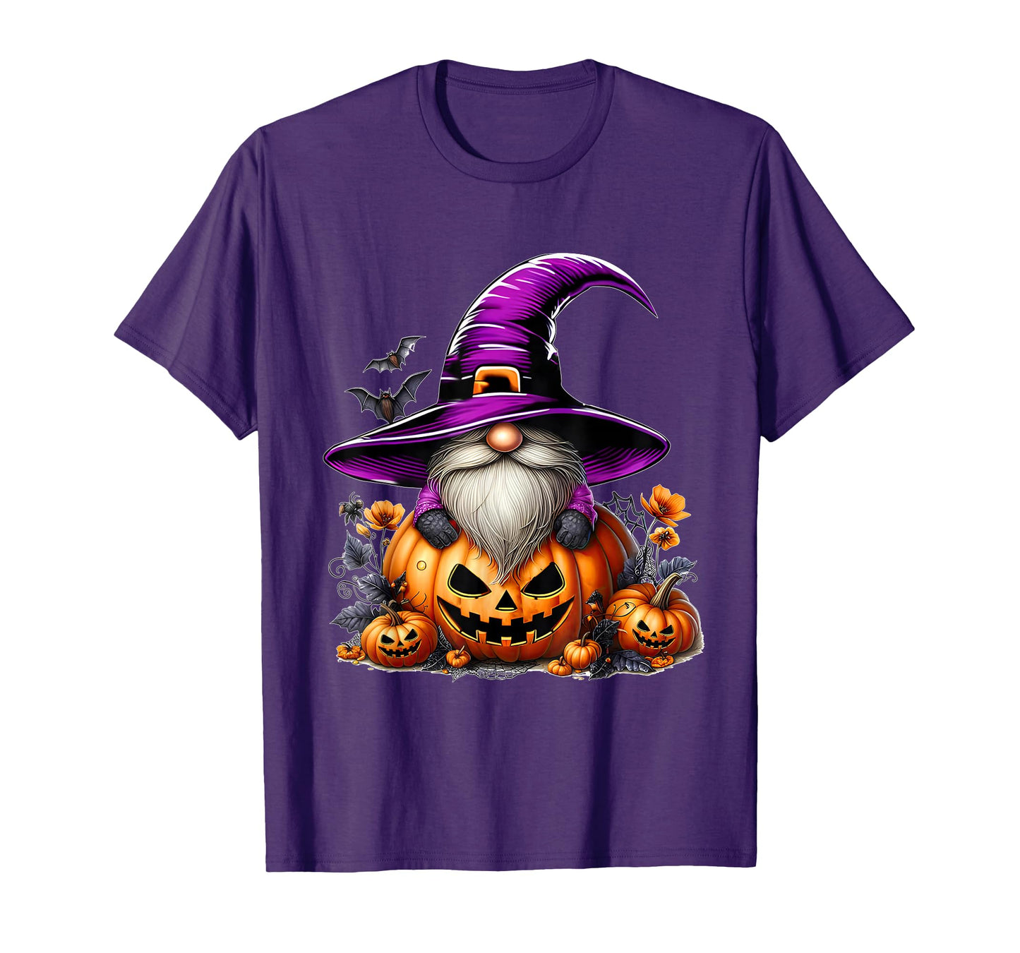 Spooky Pumpkin Gnome Witch Halloween Costume Women T-Shirt