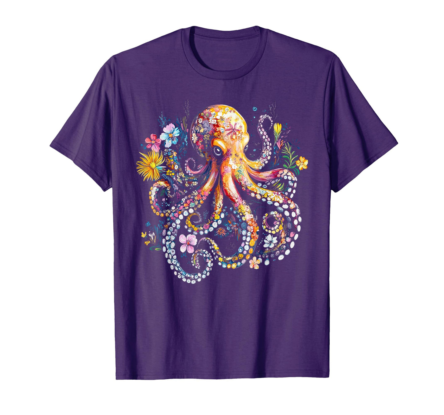 Vintage Floral Octopus Marine Biologist Ocean Sea Animal T-Shirt