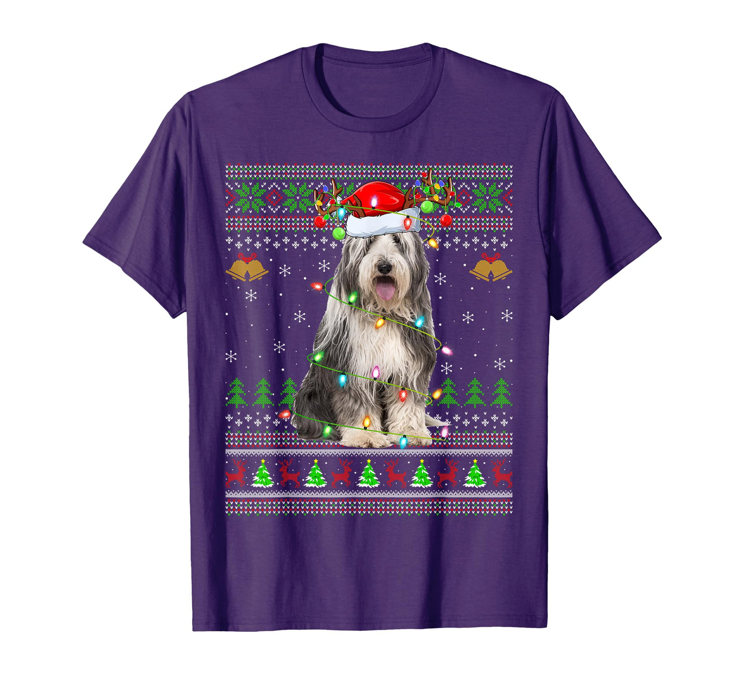 Bearded Collie Dog Ugly Christmas Sweater Holiday Santa Xmas T-Shirt