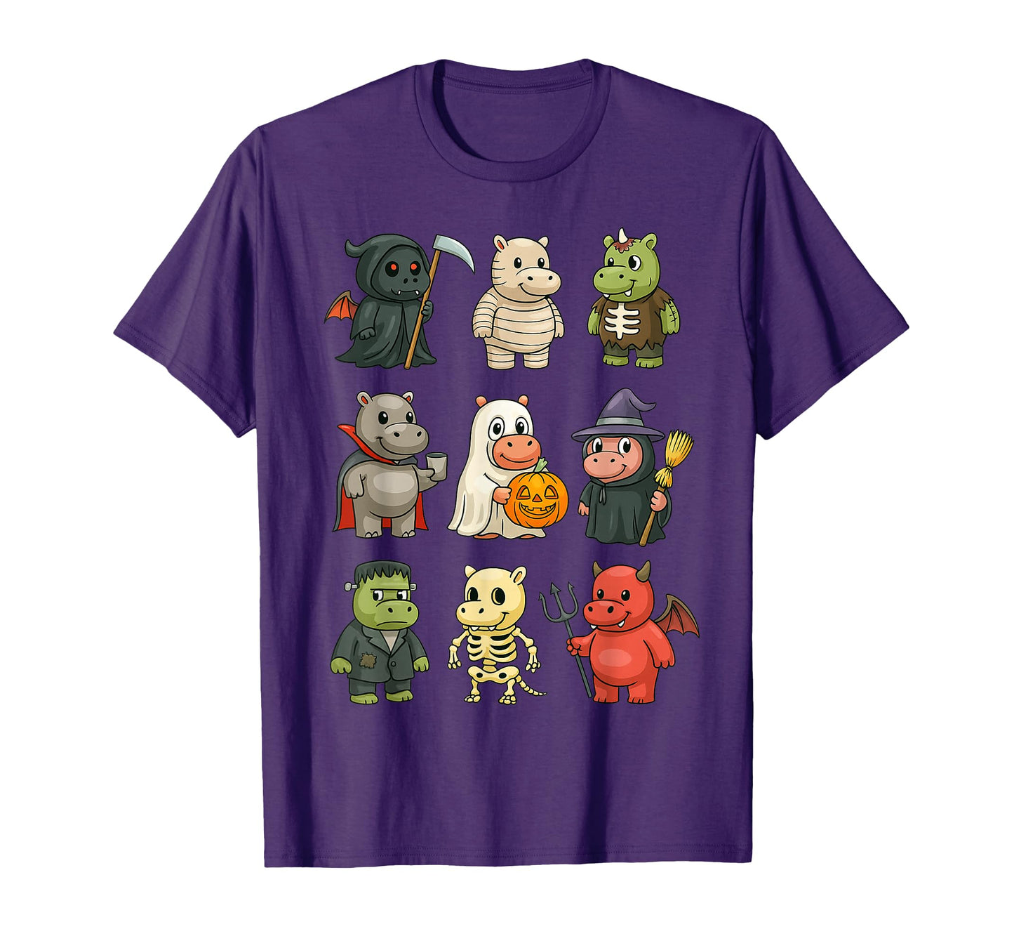 Funny Hippo Ghost Witch Zombie Halloween Costume Boys Girls T-Shirt