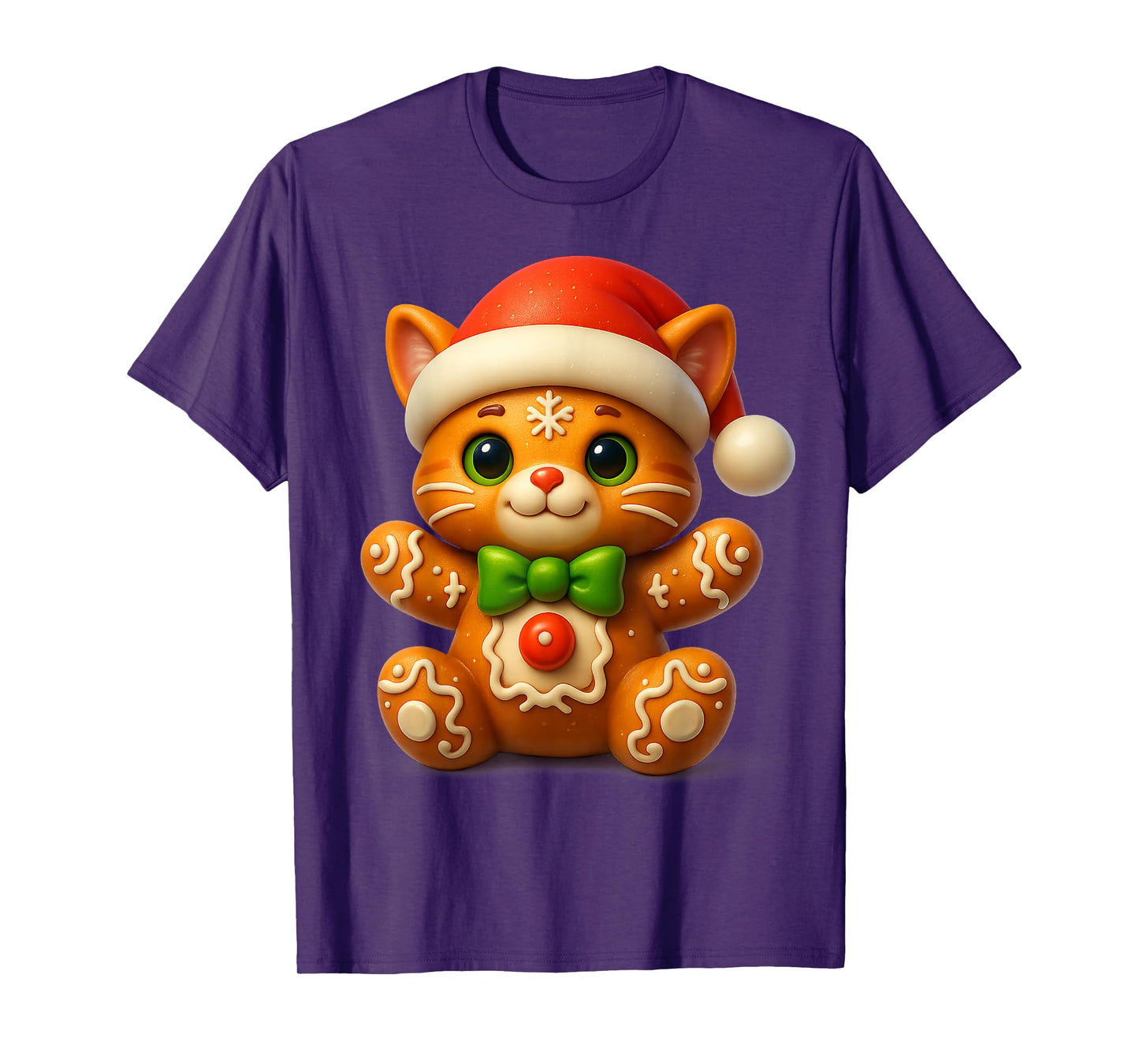 Funny Gingerbread Man Cat Christmas Womens Mens Gifts T-Shirt