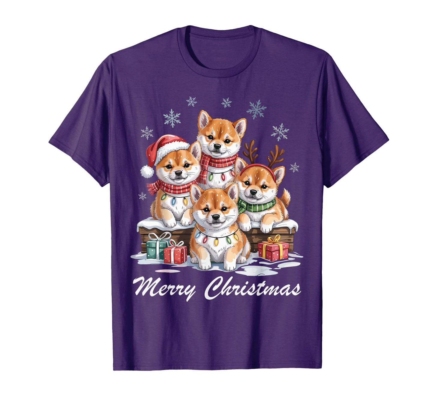 Shiba Inu Merry Christmas Funny Dog Lovers Holiday Pajama T-Shirt