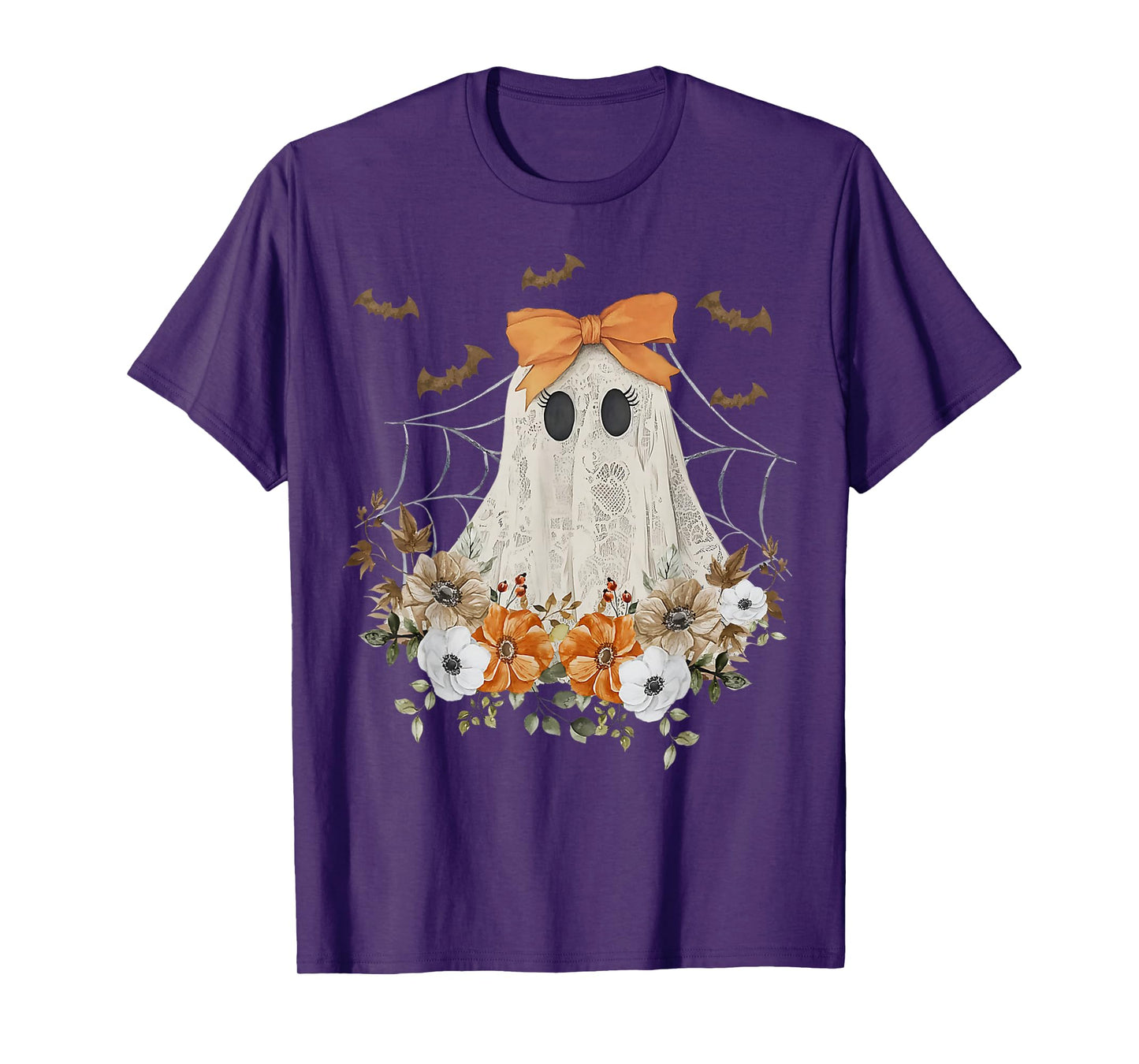 Coquette Ghost Flower Ghost Spooky Lace T-Shirt