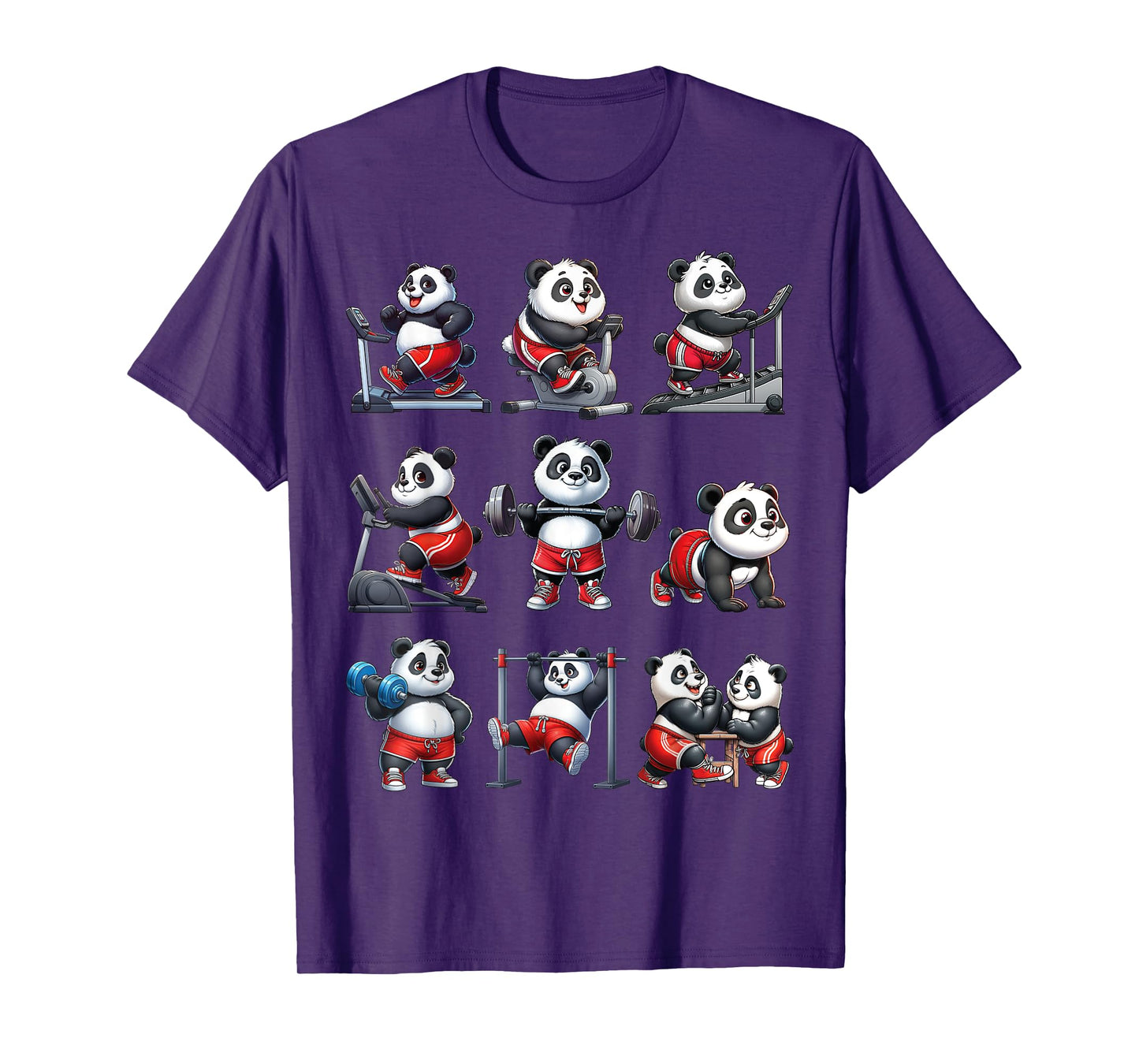 Panda Fitness Collection Gym Workout Weightlifting Sport T-Shirt