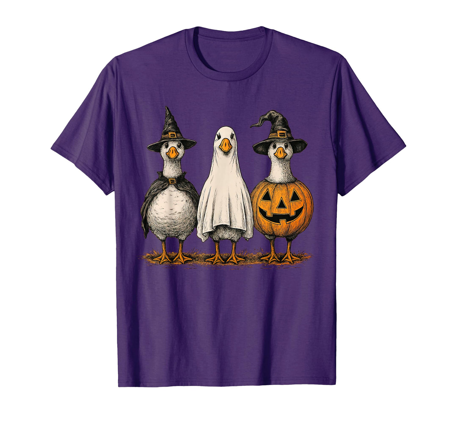 Funny Silly Goose Halloween Ghost Pumpkin Witch T-Shirt