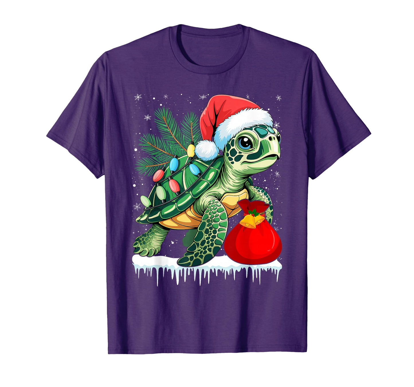 Sea Turtle Christmas Lights and Santa Hat T-Shirt